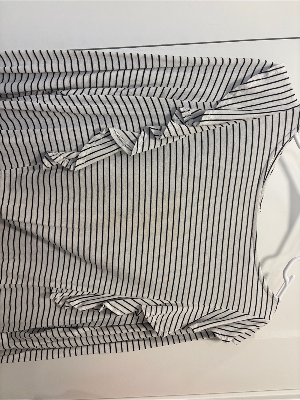 white birch Black & White Striped Ruffle-Trim Long Sleeve Top - Picture 3 of 5
